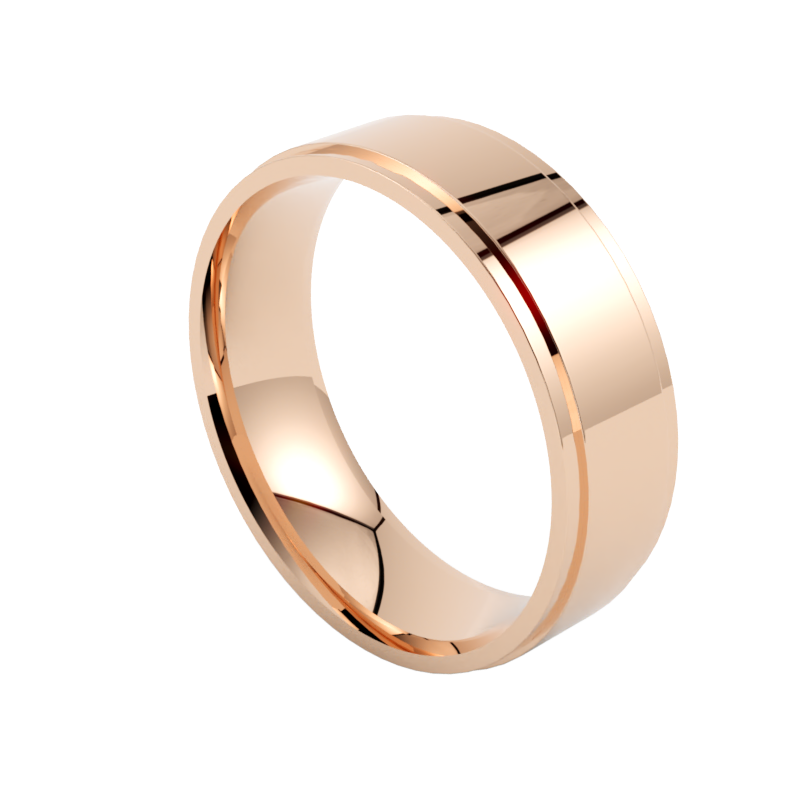 Nowoczesna szeroka złota obrączka ślubna różowe złoto